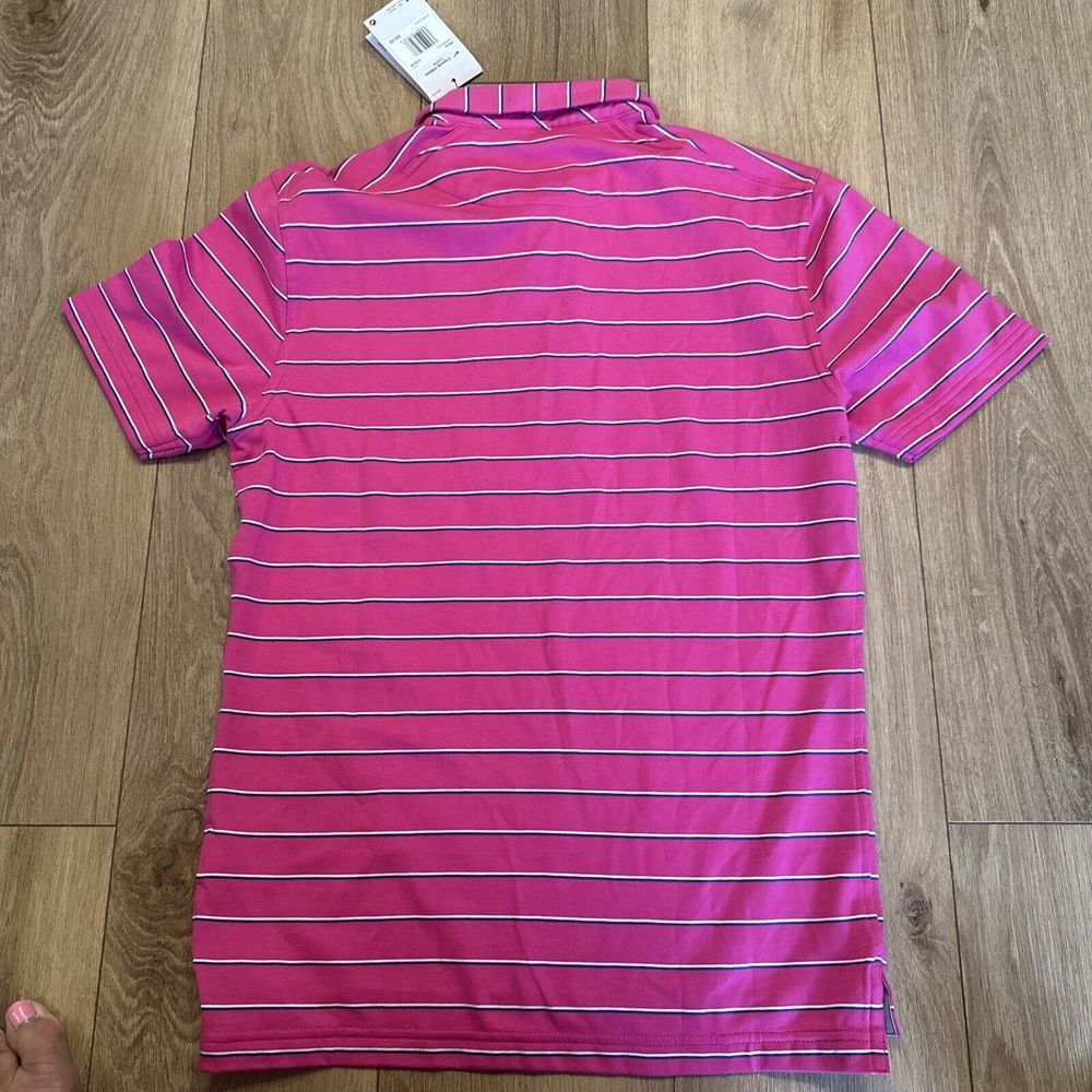 Nike‎ Men's Custom Athlete Dri Fit Pink Stripe Short Sleeve Polo Sm-Med* NWT - Picture 9 of 11